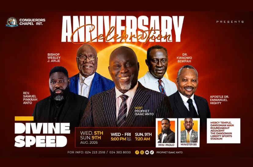 Conquerors Chapel International Anniversary Celebration 2026 – Divine Speed